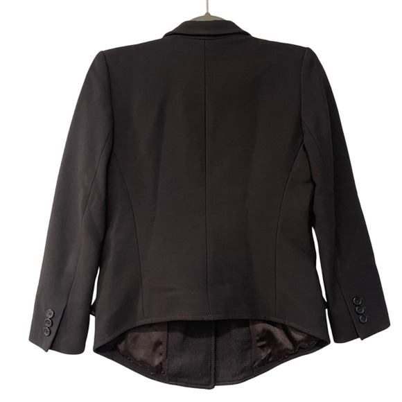 Smythe 4 Classic Wool One Button Blazer Textured Wide Lapel Tuxedo Jacket Black - Picture 3 of 13